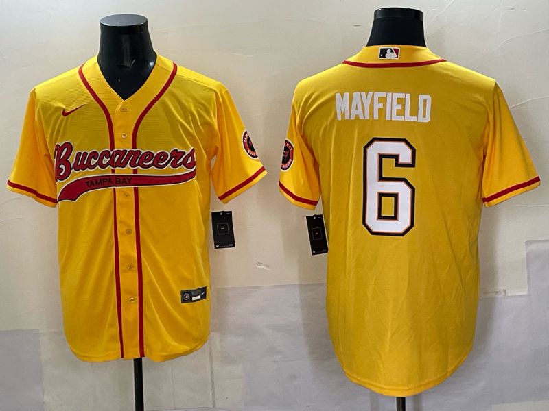 Men 2025 Tampa Bay Buccaneers 6 Mayfield Yellow Joint Name Nike Limited NFL Jersey style 01